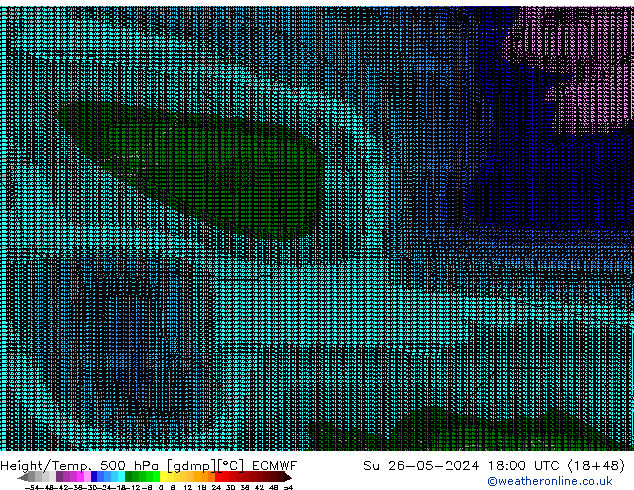 Height/Temp. 500 hPa ECMWF Su 26.05.2024 18 UTC