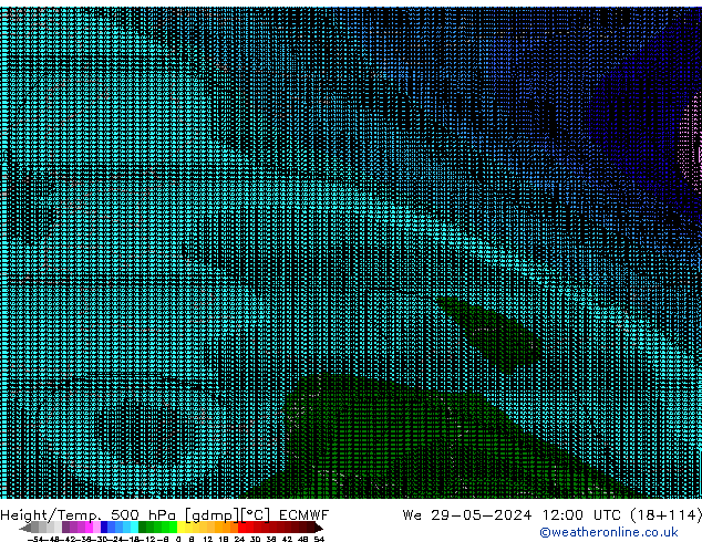 Height/Temp. 500 hPa ECMWF mer 29.05.2024 12 UTC