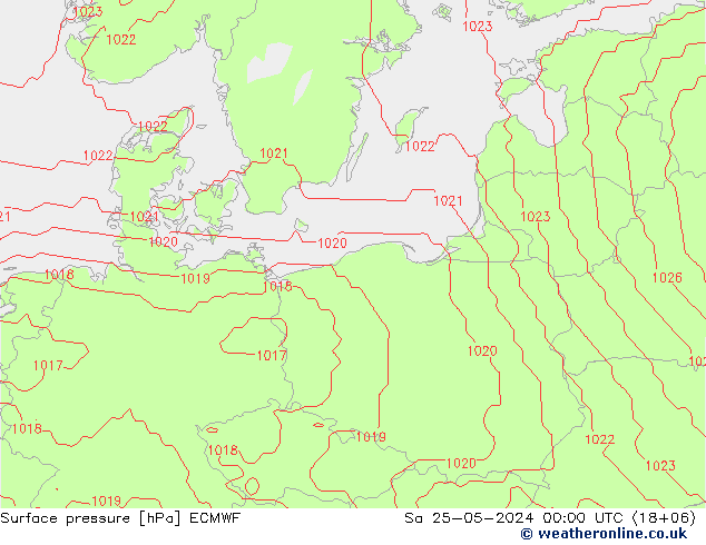 Atmosférický tlak ECMWF So 25.05.2024 00 UTC