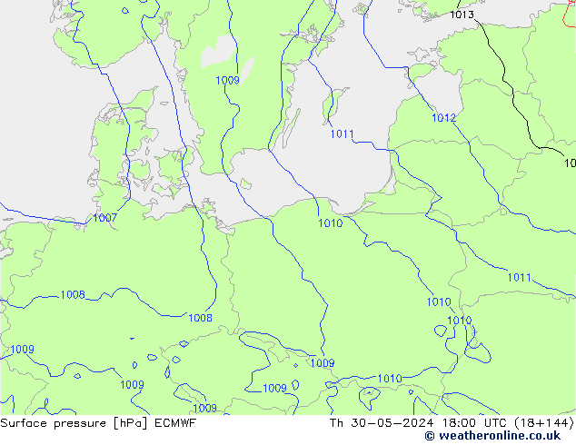 pressão do solo ECMWF Qui 30.05.2024 18 UTC