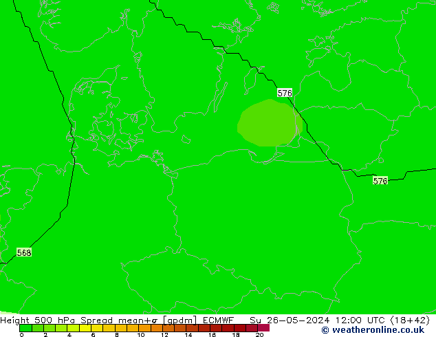 Height 500 hPa Spread ECMWF nie. 26.05.2024 12 UTC