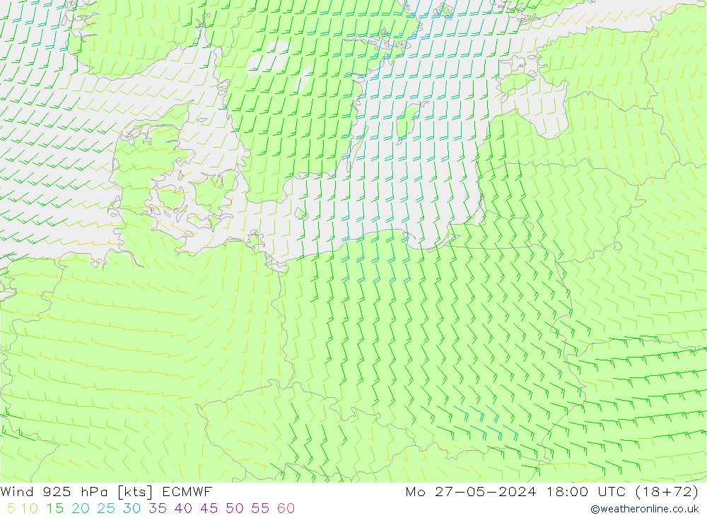 Rüzgar 925 hPa ECMWF Pzt 27.05.2024 18 UTC