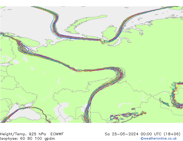 Height/Temp. 925 hPa ECMWF Sa 25.05.2024 00 UTC