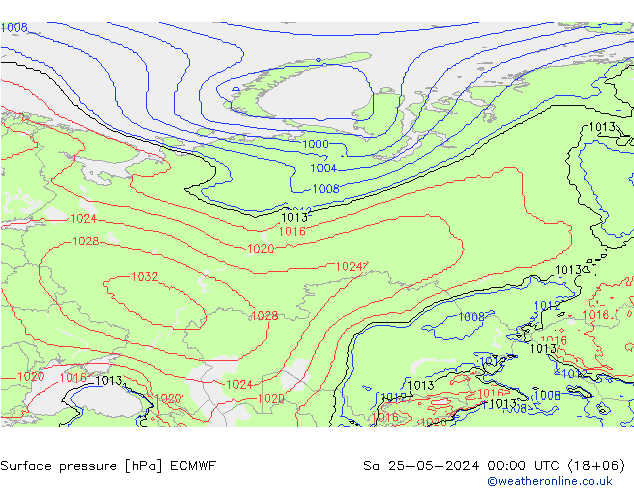 Surface pressure ECMWF Sa 25.05.2024 00 UTC