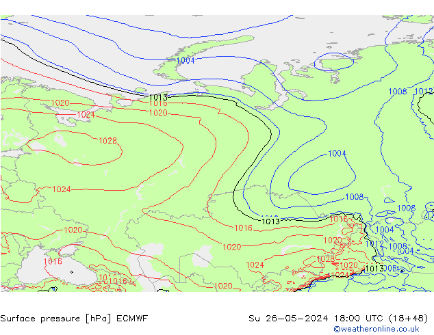 Surface pressure ECMWF Su 26.05.2024 18 UTC