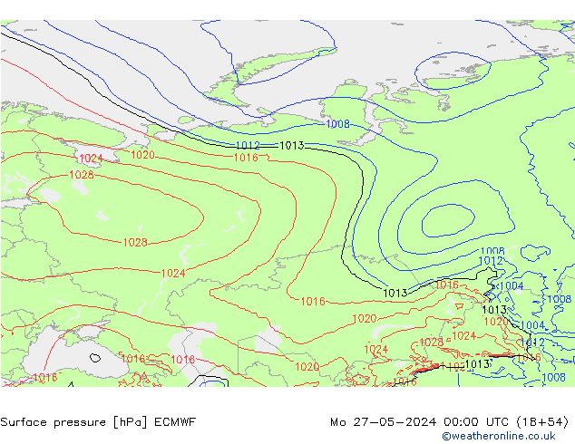 Luchtdruk (Grond) ECMWF ma 27.05.2024 00 UTC