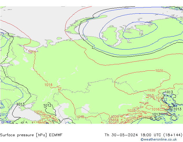 Luchtdruk (Grond) ECMWF do 30.05.2024 18 UTC