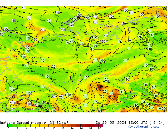 Isotachs Spread ECMWF So 25.05.2024 18 UTC