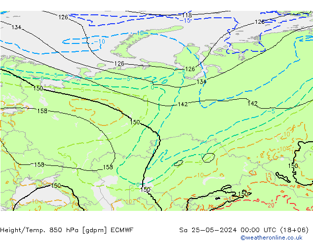 Height/Temp. 850 hPa ECMWF Sa 25.05.2024 00 UTC