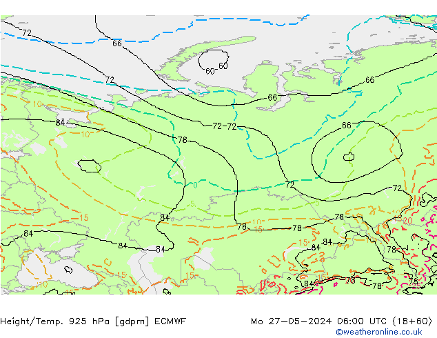 Height/Temp. 925 hPa ECMWF Mo 27.05.2024 06 UTC