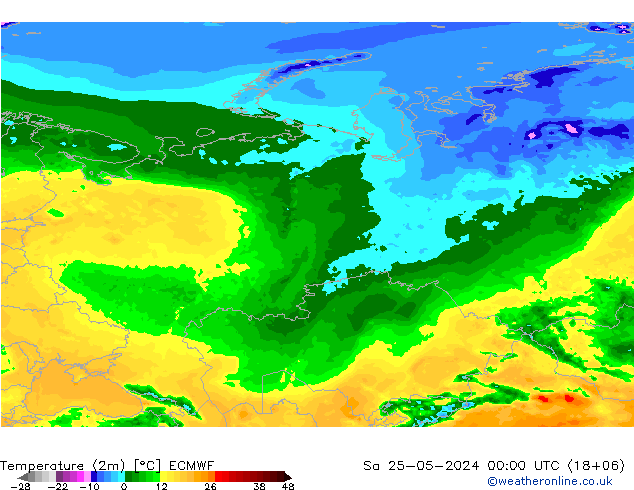 Temperature (2m) ECMWF So 25.05.2024 00 UTC