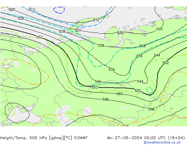 Height/Temp. 500 hPa ECMWF lun 27.05.2024 00 UTC