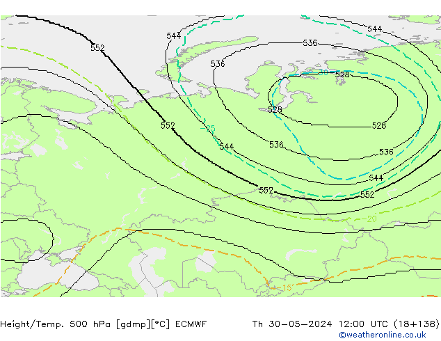 Height/Temp. 500 hPa ECMWF  30.05.2024 12 UTC