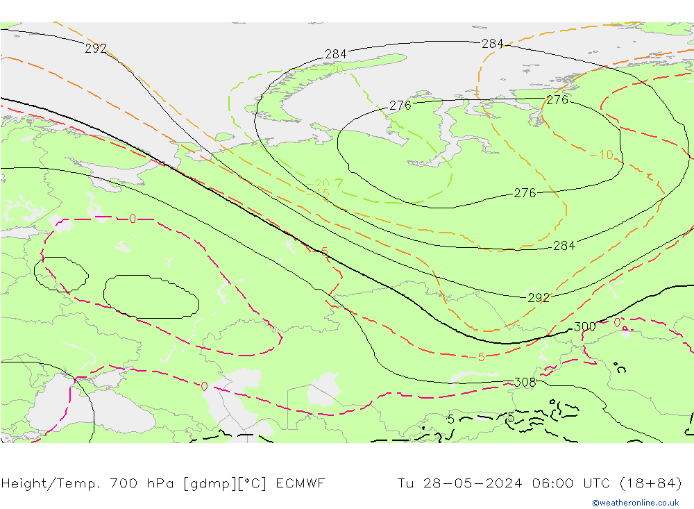 Yükseklik/Sıc. 700 hPa ECMWF Sa 28.05.2024 06 UTC