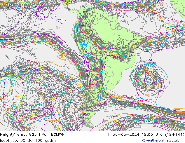 Height/Temp. 925 hPa ECMWF gio 30.05.2024 18 UTC