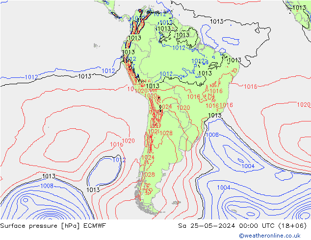 Surface pressure ECMWF Sa 25.05.2024 00 UTC