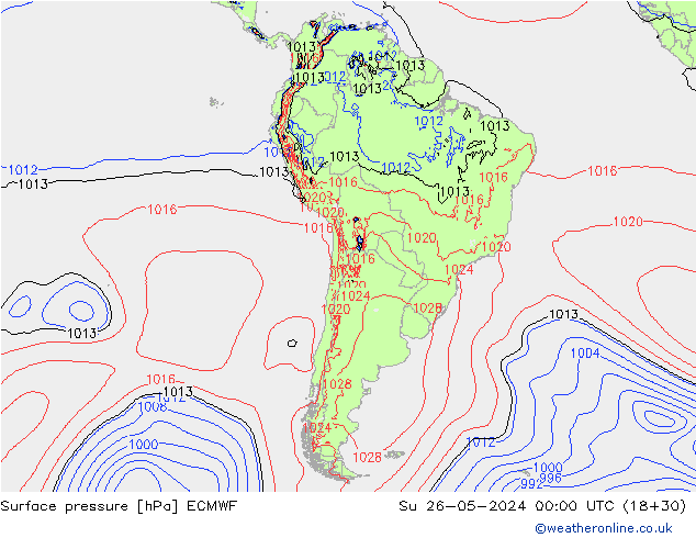 Yer basıncı ECMWF Paz 26.05.2024 00 UTC