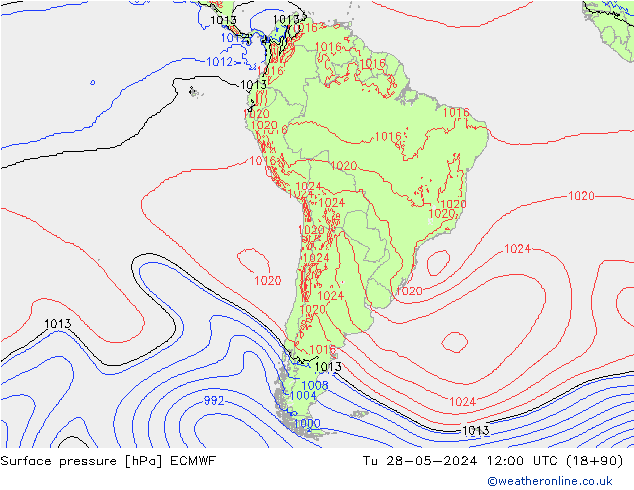 pression de l'air ECMWF mar 28.05.2024 12 UTC