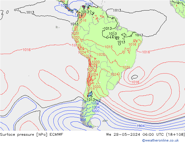 pression de l'air ECMWF mer 29.05.2024 06 UTC