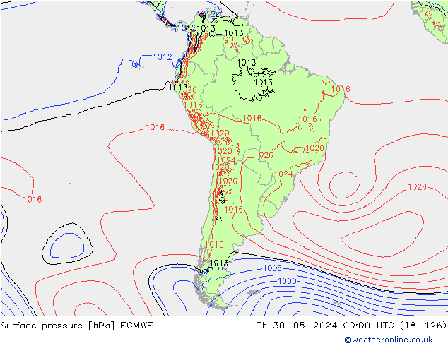 Surface pressure ECMWF Th 30.05.2024 00 UTC