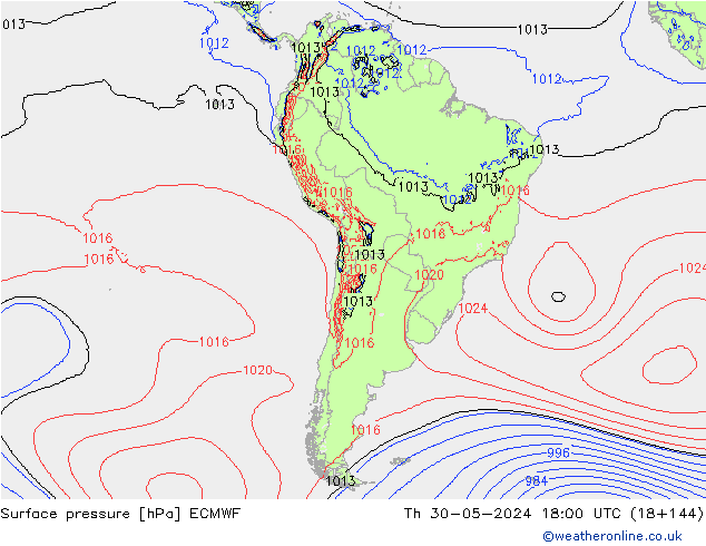 Luchtdruk (Grond) ECMWF do 30.05.2024 18 UTC