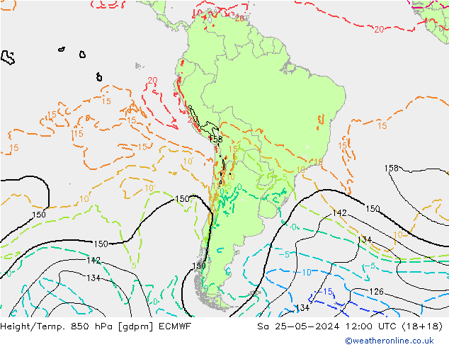 Yükseklik/Sıc. 850 hPa ECMWF Cts 25.05.2024 12 UTC