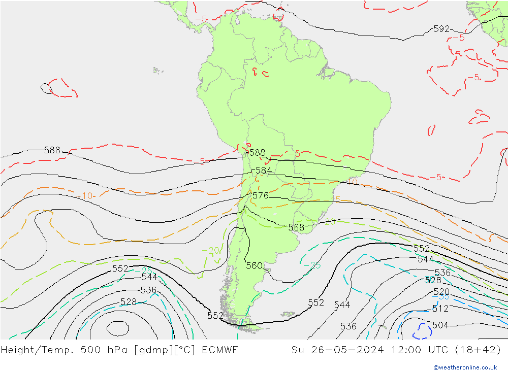 Geop./Temp. 500 hPa ECMWF dom 26.05.2024 12 UTC