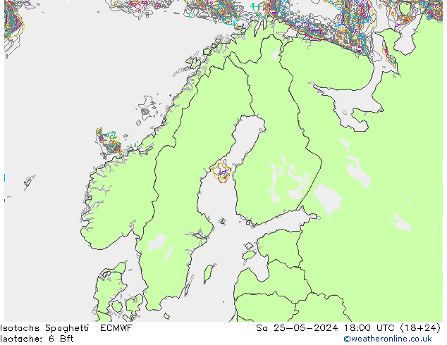 Isotachs Spaghetti ECMWF sab 25.05.2024 18 UTC