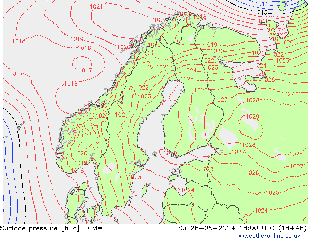 приземное давление ECMWF Вс 26.05.2024 18 UTC