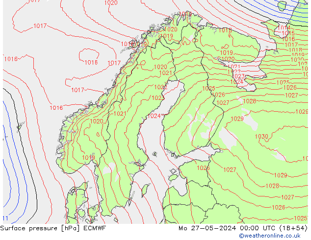 приземное давление ECMWF пн 27.05.2024 00 UTC