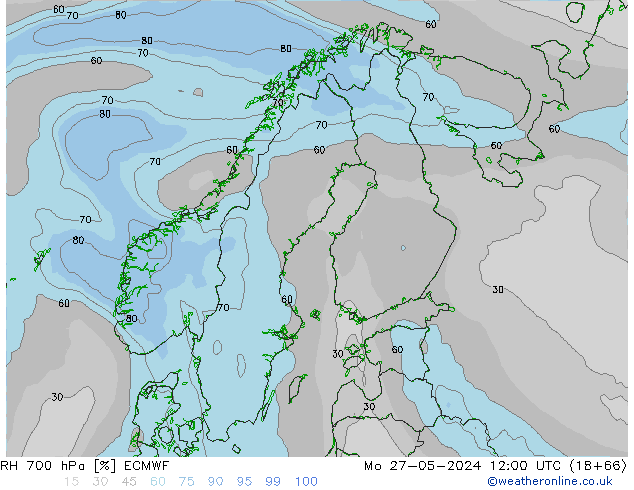 RH 700 hPa ECMWF lun 27.05.2024 12 UTC