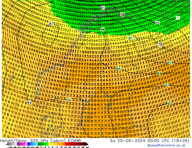 Hoogte/Temp. 925 hPa ECMWF za 25.05.2024 00 UTC