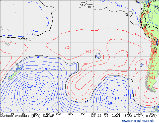 Surface pressure ECMWF Sa 25.05.2024 18 UTC