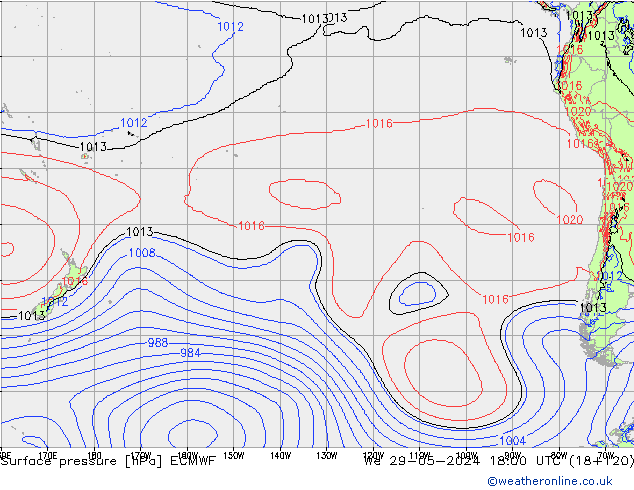 Surface pressure ECMWF We 29.05.2024 18 UTC