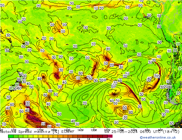 Isotachs Spread ECMWF  25.05.2024 06 UTC