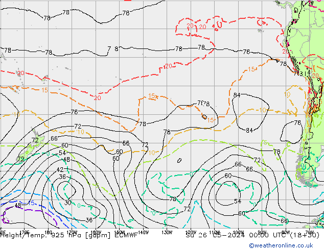 Height/Temp. 925 гПа ECMWF Вс 26.05.2024 00 UTC