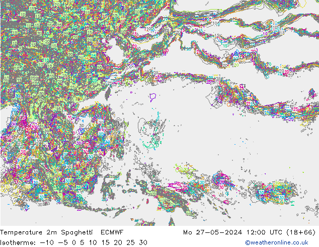 mapa temperatury 2m Spaghetti ECMWF pon. 27.05.2024 12 UTC