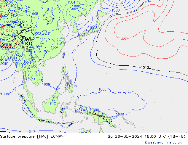 Surface pressure ECMWF Su 26.05.2024 18 UTC