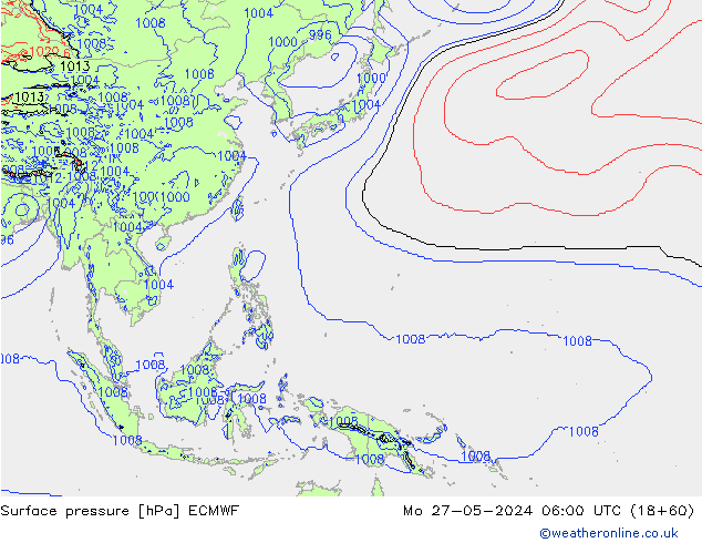 Surface pressure ECMWF Mo 27.05.2024 06 UTC