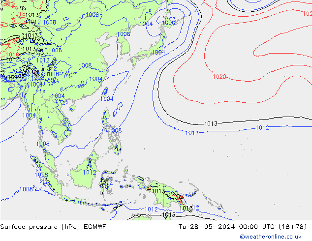 Luchtdruk (Grond) ECMWF di 28.05.2024 00 UTC