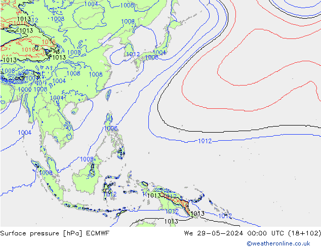 pressão do solo ECMWF Qua 29.05.2024 00 UTC