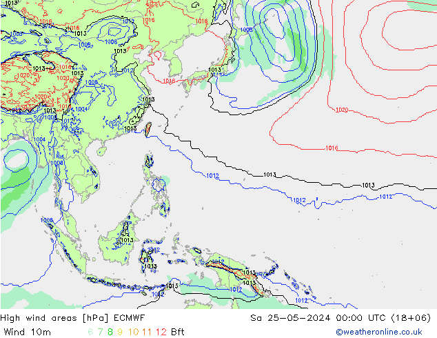 High wind areas ECMWF Sa 25.05.2024 00 UTC