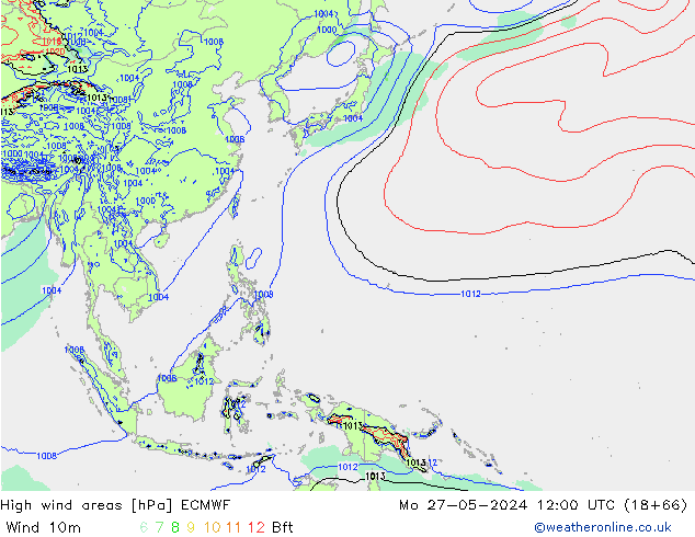 Izotacha ECMWF pon. 27.05.2024 12 UTC