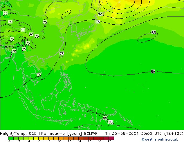 Height/Temp. 925 гПа ECMWF чт 30.05.2024 00 UTC