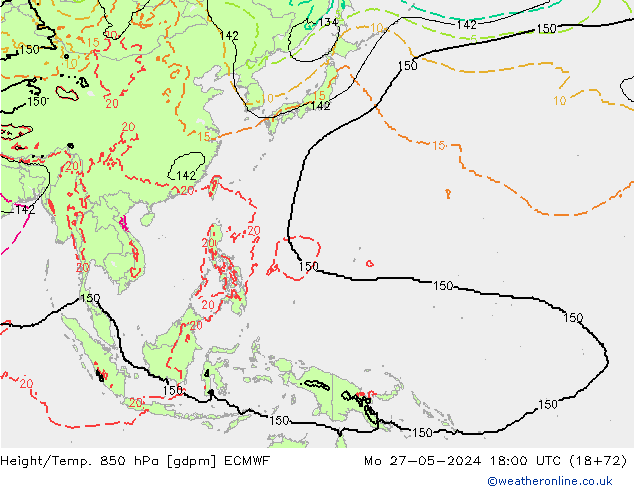 Yükseklik/Sıc. 850 hPa ECMWF Pzt 27.05.2024 18 UTC