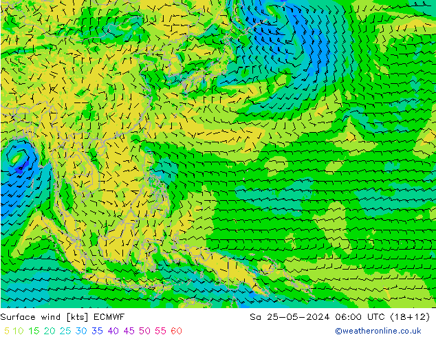 Rüzgar 10 m ECMWF Cts 25.05.2024 06 UTC