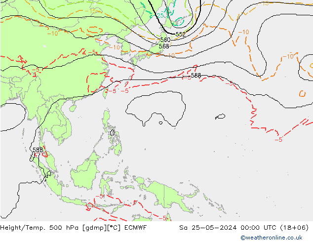 Height/Temp. 500 hPa ECMWF So 25.05.2024 00 UTC