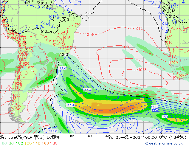 Prąd strumieniowy ECMWF so. 25.05.2024 00 UTC