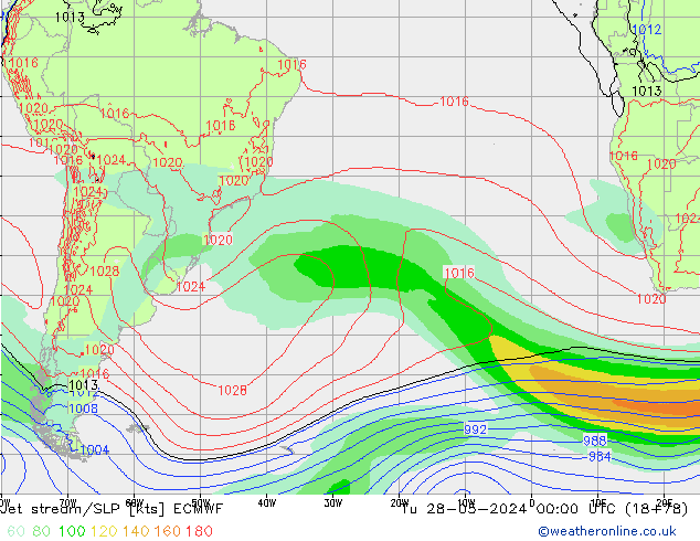 Jet stream ECMWF Ter 28.05.2024 00 UTC