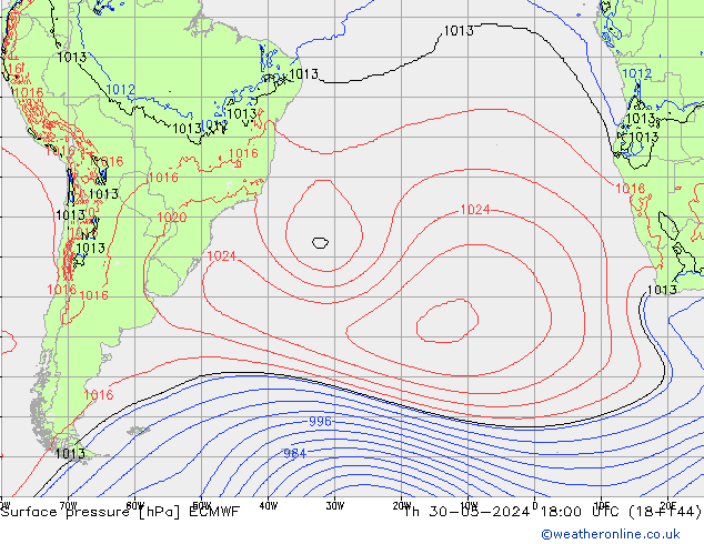 Luchtdruk (Grond) ECMWF do 30.05.2024 18 UTC